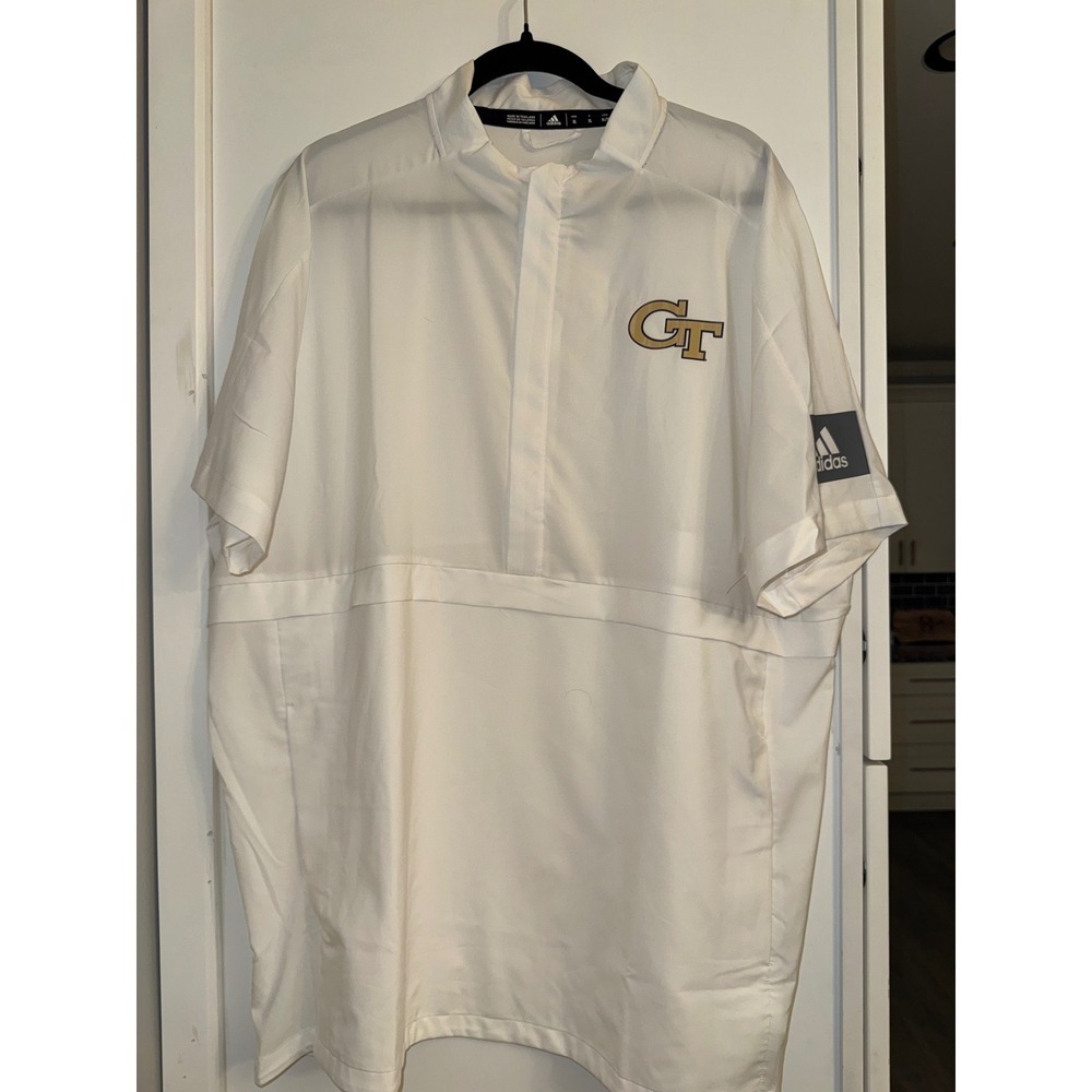 Adidas Georgia Tech Yellow Jackets White Short Sleeve Windshirt Men XL